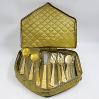 Vintage Cellini Romanesque Golden Japan 50 Piece Cutlery Set 1960s Floral Case