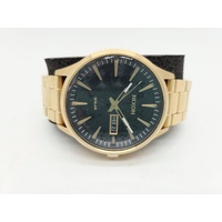 Nixon Sentry Solar Stainless Steel All Gold Black A1346-510-00 Mens Watch