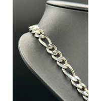 Mens Solid 925 Sterling Silver Figaro Link Necklace