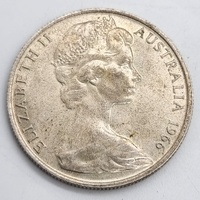 1966 Australia Round 50 Cent Coin Royal Australian Mint 80% Silver