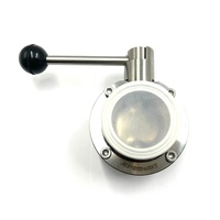 2" Tri Clamp Sanitary Butterfly Valve SS304 Pull Handle 3 Position 64 Gauge