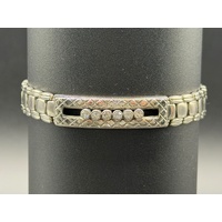 Unisex 14ct White Gold Diamond Fancy Link Bracelet
