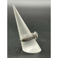 Ladies 10ct White Gold Diamond Cluster Halo Ring