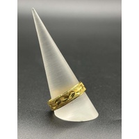 Unisex 22ct Yellow Gold Lazer Cut Pattern Ring