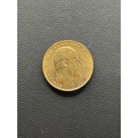 Unisex 22ct Yellow Gold Sovereign 1909 King Edward VII Coin