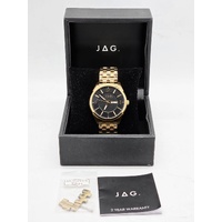 JAG J2438A Mens Gold Tone Black Dial Stainless Steel Quartz Watch