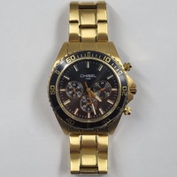 Chisel Men's Gold Tone Chronograph Watch 100M Black Dial Stainless Steel 