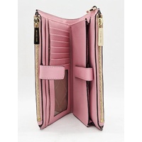 Michael Kors Jet Set Large Pink Leather Double Zip Phone Wallet Wristlet