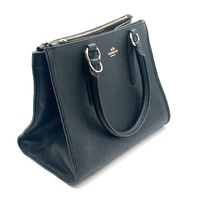 Coach Mini Surrey Carryall Black Leather Satchel Crossbody Bag with COA