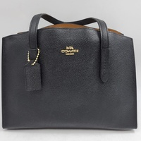 Coach Charlie Carryall 25137 Black Pebble Leather Handbag with Strap