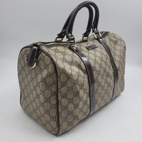 Authentic Gucci GG Supreme Joy Medium Boston Bag Beige Ebony Handbag 