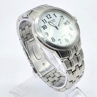Citizen Eco-Drive E111 White Dial Silver Steel Mens Watch Date WR100