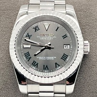 Seiko NH35A Mod Automatic Watch Datejust Style Grey Roman Dial Custom