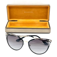 BVLGARI BV6083 2018/8G Womens Cat Eye Sunglasses Black Pale Gold Grey Italy