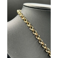 Ladies 9ct Yellow Gold Round Belcher Link Heart Clasp Necklace