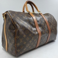 Louis Vuitton Keepall 45 Monogram Canvas Duffle Travel Bag Brown + COA