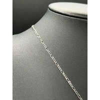 Ladies 18ct White Gold Figaro Chain & Cubic Zirconia Cross Pendant