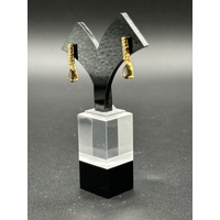 Ladies 9ct Yellow Gold Brown Quartz & CZ Drop Earrings