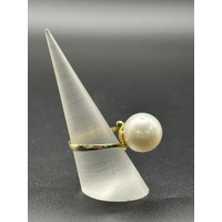 Ladies 14ct Yellow Gold White Pearl Ring