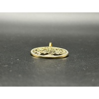 Ladies 9ct Yellow Gold Diamond Tree of Life Round Pendant