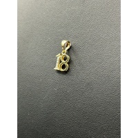 Ladies 9ct Yellow Gold Diamond Number 18 Pendant