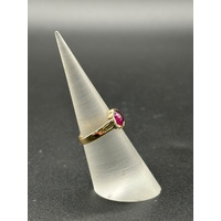 Ladies 18ct Yellow Gold Red Gemstone Solitaire Ring Size K