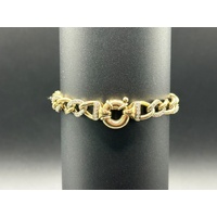 Ladies 9ct Yellow Gold Pavé Link Bracelet