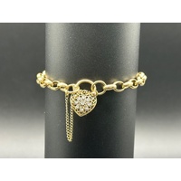 Ladies 9ct Yellow Gold 0.01ct Diamond Belcher Link Bracelet
