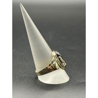 Mens 10ct Yellow Gold Diamond & Black Onyx Initial “A” Ring