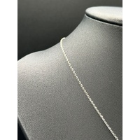 Ladies 18ct White Gold Cable Link Chain & Diamond Dangle Pendant