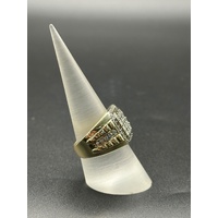 Mens 9ct Yellow Gold Diamond Cluster Ring