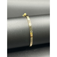Ladies 18ct Yellow Gold Oval Hinged Bangle Bracelet 