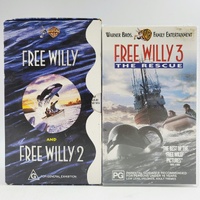 Free Willy 1 2 & 3 VHS Trilogy 3-Tape Set PAL Warner Bros Family Films