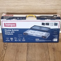 Kampa KAMPA6012 Double Butane Gas Camping Stove 2 Burner with Hotplate