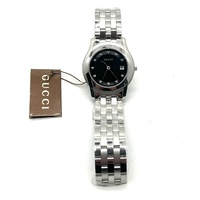 GUCCI 5500M Mens Diamond Date Quartz Watch 38mm Black Dial with Box