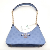 GUESS Dita Logo Shoulder Bag Handbag Blue Periwinkle Chain PU New with Tag