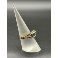 Ladies 14ct Yellow Gold Blue Sapphire & Diamond Ring