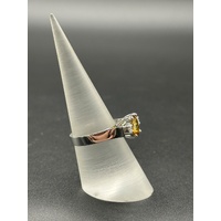 Ladies 18ct White Gold Amber Sapphire & Diamond Ring