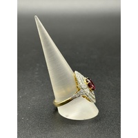 Ladies 18ct Yellow Gold Ruby & Diamond Ring