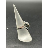 Ladies 18ct White Gold Blue Sapphire & Diamond Ring