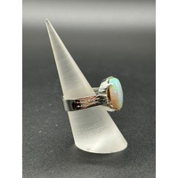 Ladies 18ct White Gold Opal & Diamond Ring