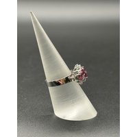 Ladies 18ct White Gold Pink Sapphire & Diamond Ring