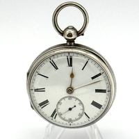 JW 1888 London Antique Pocket Watch Sterling Silver Key Wind White Dial