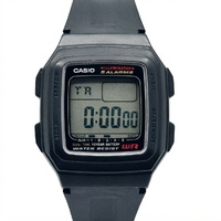 CASIO F-201WA Mens Digital Watch 5 Alarms 10 Year Battery Black Resin