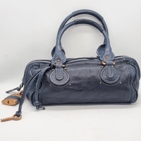 Chloe Paddington Navy Blue Leather Shoulder Bag Gold Hardware Padlock + COA