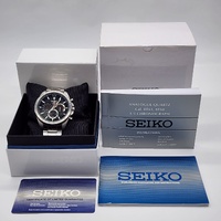 Seiko SSB299P1 Mens Chronograph Watch Black Dial Quartz Tachymeter