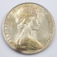 1966 Australian Round 50 Cent Coin 80% Silver Elizabeth II Royal Australian Mint