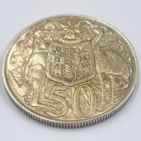 1966 Australian Round 50 Cent Coin 80% Silver Elizabeth II Royal Australian Mint