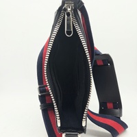 Gucci GG Supreme Black Grey Small Messenger Crossbody Bag Web Strap + COA