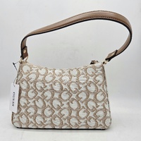 Guess Newport Cream Multi Shoulder Bag Handbag Logo Print MG143804